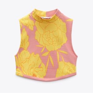 NWOT Zara Floral Jacquard Top